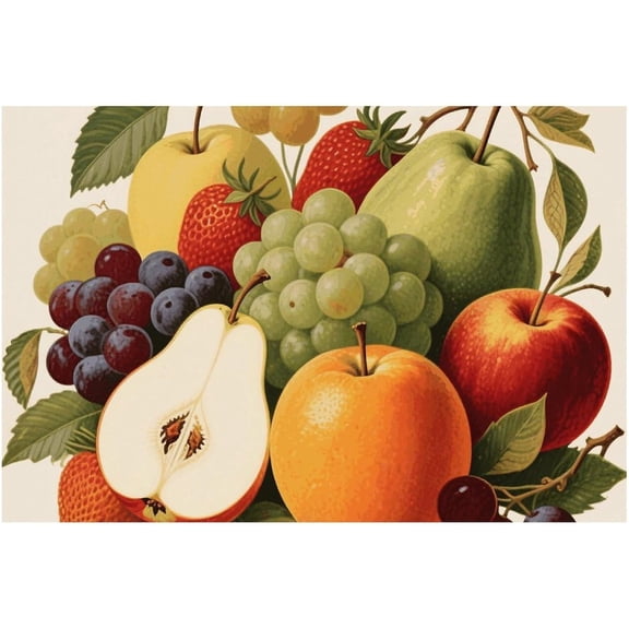 Fruit Print Placemats Set of 4 - Heat Resistant Non-Slip Place Mats for Dining Table, Washable PVC Vinyl Woven Table Mats for Party Kitchen Dining Decoration 12x18 Inch