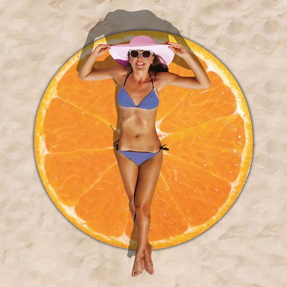 Fruit Print Round Beach Towel, Lightweight Microfiber Sandproof Blanket, Multifunctional Towel for Beach, Pool, Camping & Yoga