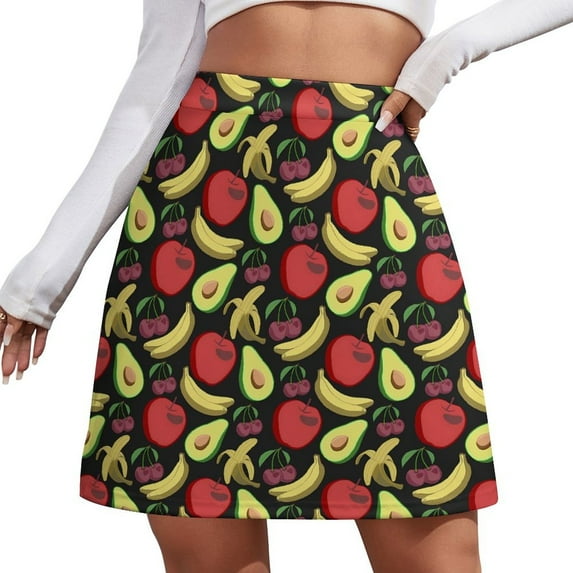 Fruit Print Skirt Yellow Lemon Aesthetic Casual Skirts Ladies Trendy Mini Skirt Design Sko