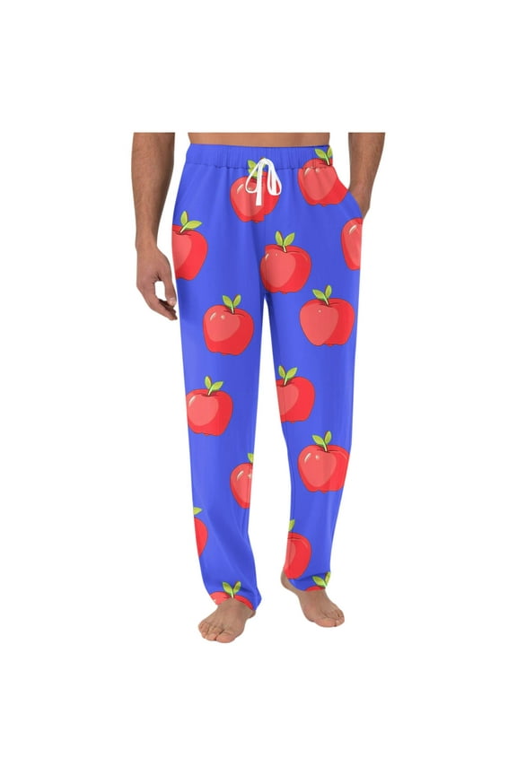 Fruit Printed Funny Beach Pants for Men Elastic Waist Casual Pajamas Pants Baggy Comfy Lounge Trousers with Pockets