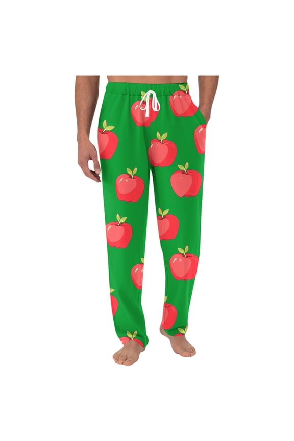 Fruit Printed Funny Beach Pants for Men Elastic Waist Casual Pajamas Pants Baggy Comfy Lounge Trousers with Pockets