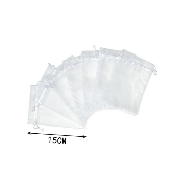 Fruit Protection Bags 100Pcs,White Fruit Netting Bags Drawstring Mesh Bags Fruit Cover Pest Barrier for Apples Tomatoes Mango