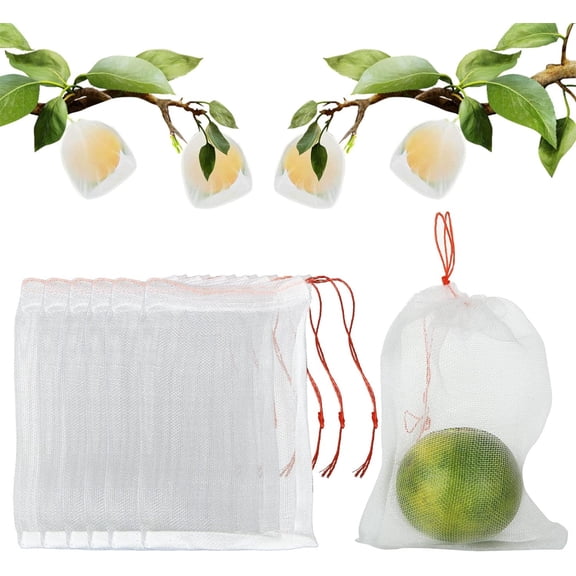 Fruit Protection Netting Bags,Bexikou 50 Pcs 6 x 4in Garden Plant Fruit Protect Drawstring Net Bag,Garden Mesh Barrier Bags Against Insect Pest Bird for Plant&Fruits
