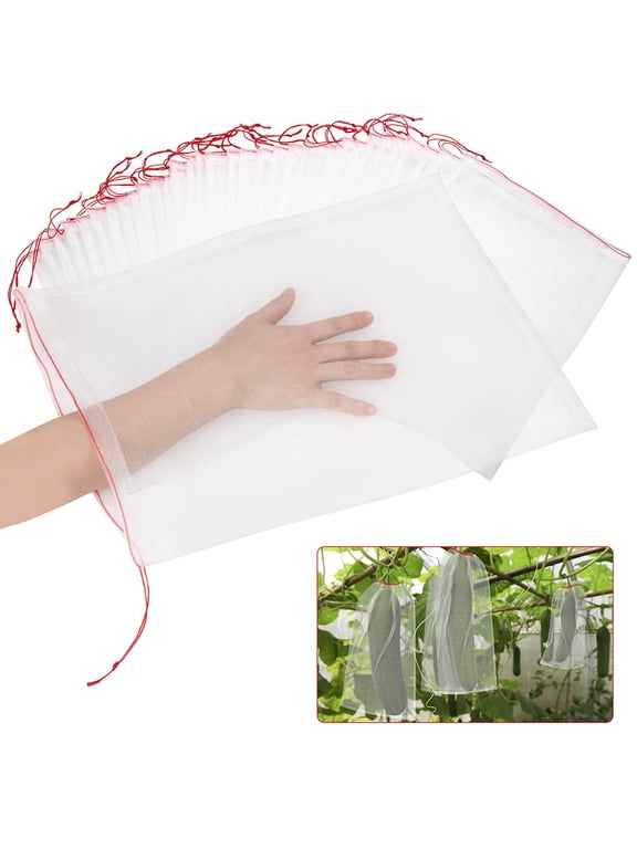 Fruit Protector Bags, 10 Pack 14"x10" Reusable Fruit Mesh Bags with Drawstring, Nylon Mesh Fruit Bags for Fruit Trees, Vegetables, Flowers and Plants