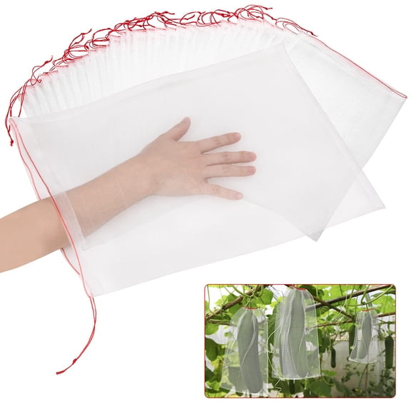Fruit Protector Bags, 10 Pack 6"x4" Reusable Fruit Mesh Bags with Drawstring, Nylon Mesh Fruit Bags for Fruit Trees, Vegetables, Flowers and Plants