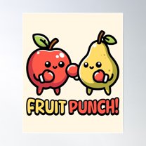 Fruit Punch! Cute Boxing Fruit Pun Cartoon Poster Wall Art, Modern Wall Decor For Living Room Bedroom, 24x36 UNFRAMED