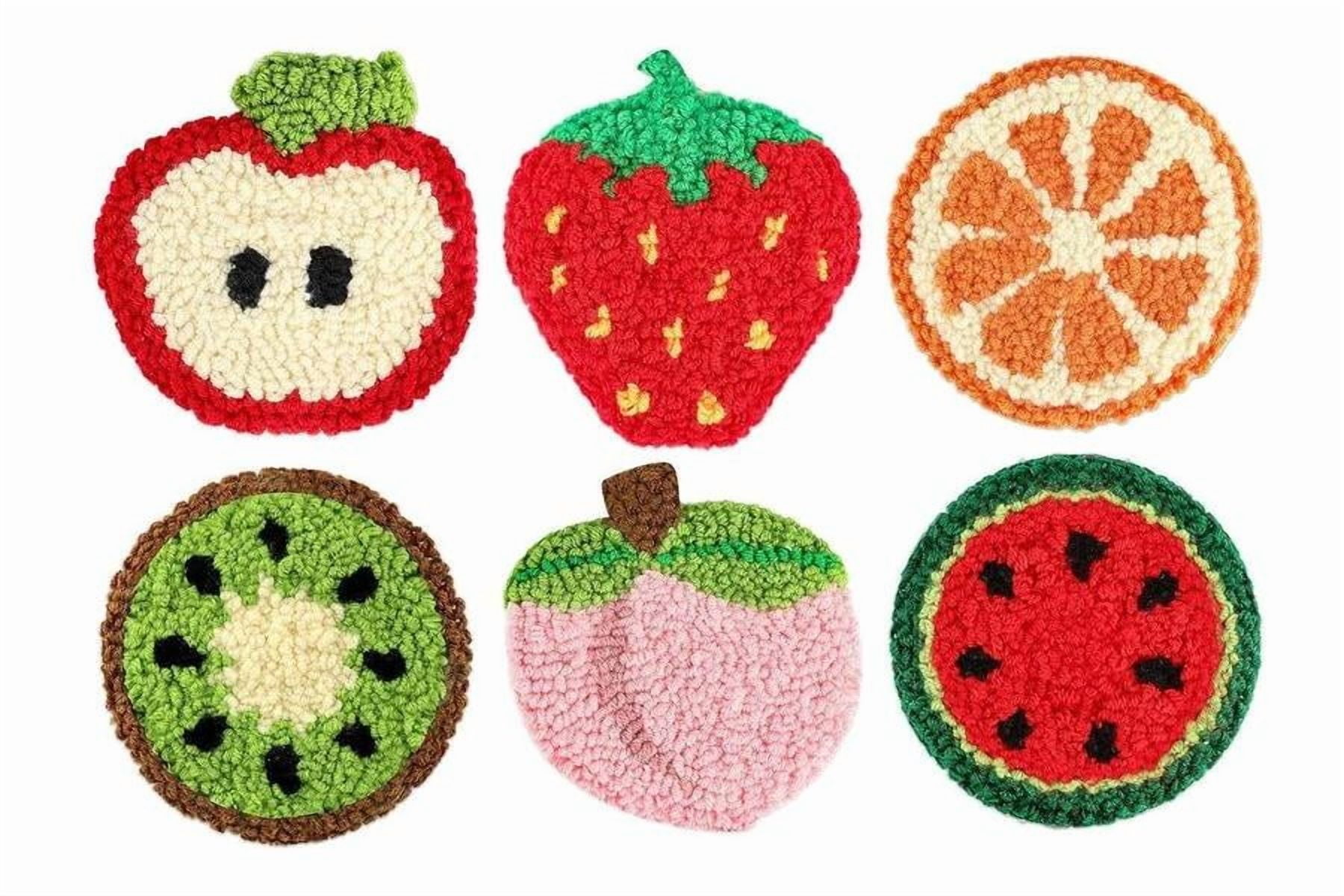 Fruit Punch Needle Coasters Kit,6-pattern punch needle Needle Coasters Kit ,Punch Art for Beginners,Suitable for Home Decoration