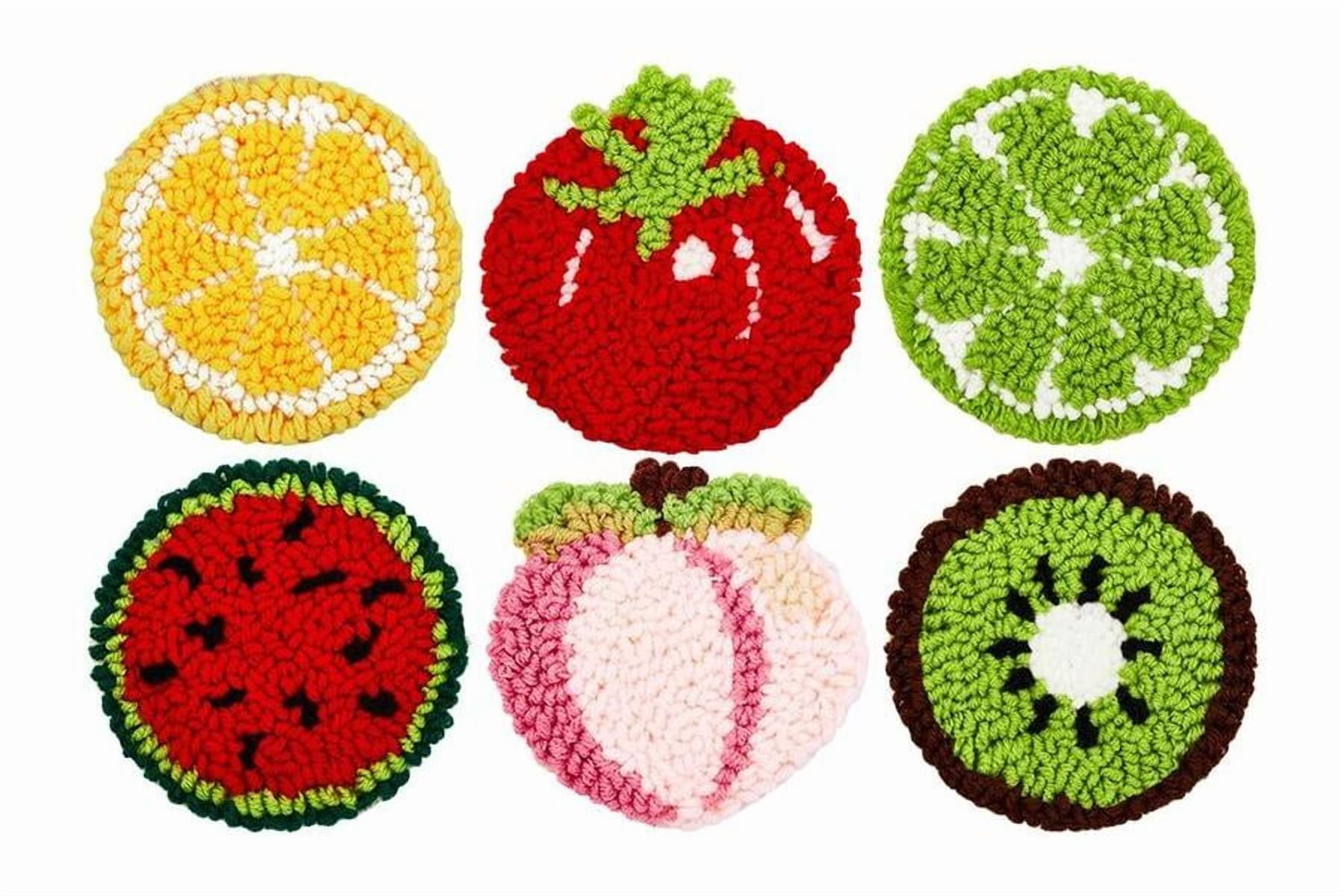 Fruit Punch Needle Coasters Kit,6-pattern punch needle Needle Coasters Kit ,Punch Art for Beginners,Suitable for Home Decoration