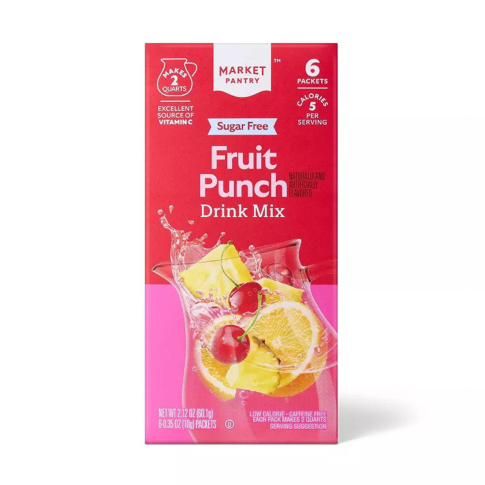 Fruit Punch Sugar Free Drink Mix 6ct/0.35 fl oz Market Pantry (Pack of 6)