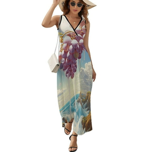 Fruit Purple Grapes Art Sleeveless Dress Women's Summer Suit Dresses for Women 2025 Luxury Party Dress