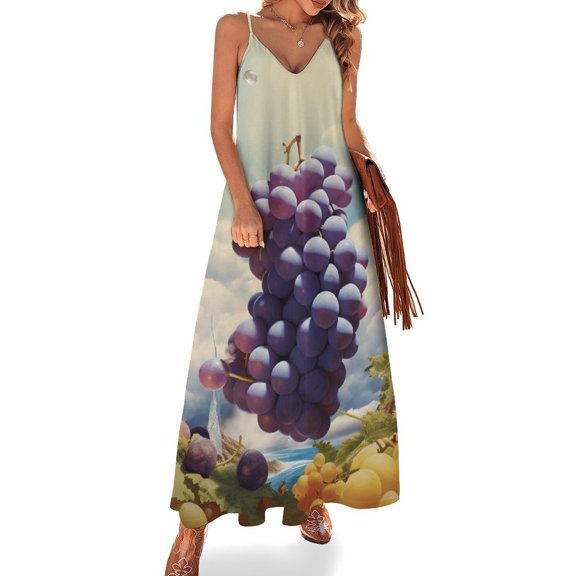 Fruit Purple Grapes Sleeveless Dress Woman Fashion Long Dresses Women's Summer Suit Dress Summer 2025 Women