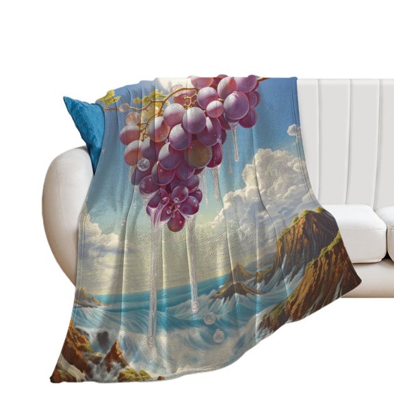 Fruit Purple Grapes Soft Print Blanket Throw Blankets Warm Cozy Lightweight Couch Blanket Stuff Gifts for Women Girls Kids Mom Teens Boys