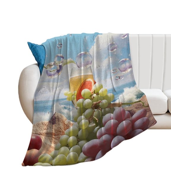 Fruit Purple Grapes Soft Print Blanket Throw Blankets Warm Cozy Lightweight Couch Blanket Stuff Gifts for Women Girls Kids Mom Teens Boys
