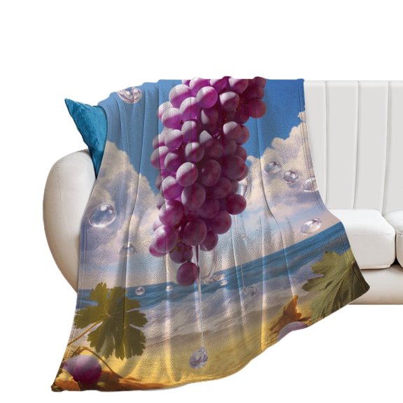 Fruit Purple Grapes Throw Blanket for Women, Men & Kids - Super Soft Plush Blanket Throw Fleece Blanket Animal Blanket