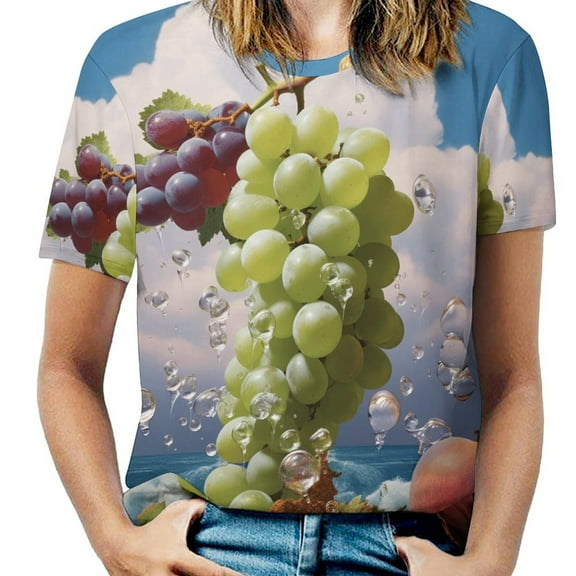 Fruit Purple Grapes Women's Short Sleeve Tops Casual Blouses T Shirt