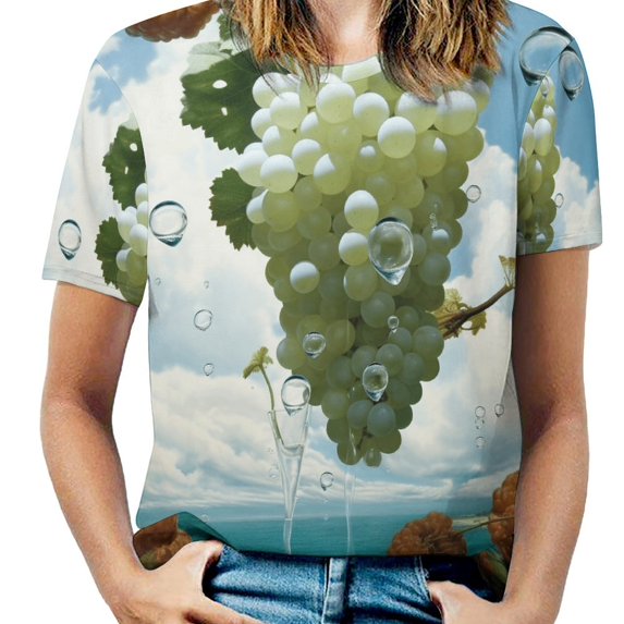 Fruit Purple Grapes Women's Short Sleeve Tops Casual Blouses T Shirt