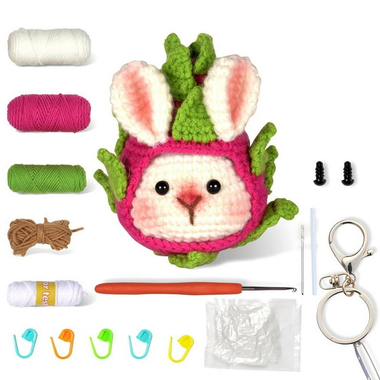 Fruit Rabbit Crochet Kit for Beginners with Step-By-Step Video Tutorials  Crochet Animal Kit for Kid and Adults 