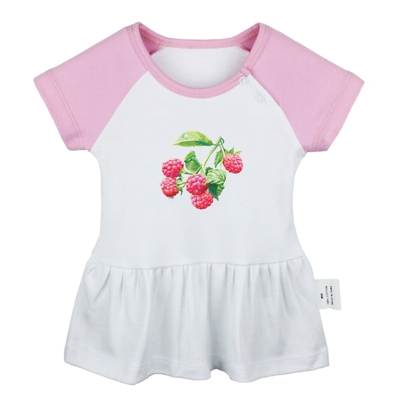 Fruit Raspberry Pattern Dresses For Baby, Newborn Babies Skirts, Infant Princess Dress, 0-24M Kids Graphic Clothes (Pink Raglan Dresses, 18-24 Months)