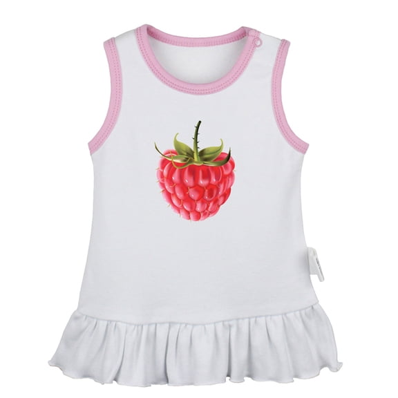 Fruit Raspberry Pattern Dresses For Baby, Newborn Babies Skirts, Infant Princess Dress, 0-24M Kids Graphic Clothes (White Sleeveless Dresses, 12-18 Months)