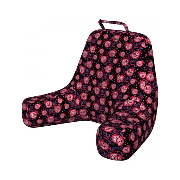 Fruit Reading Pillow Cover, Digitally Generated Sliced Pomegranates with Leaves Polka Dots, Unstuffed Printed Bed Rest Case from Soft Fabric, XL Size, Charcoal Grey Dark Pink, by Ambesonne