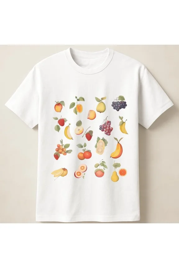 Fruit Retro Colorful Banana Pear Strawberry Orange Bold Graphic Unisex T Shirt