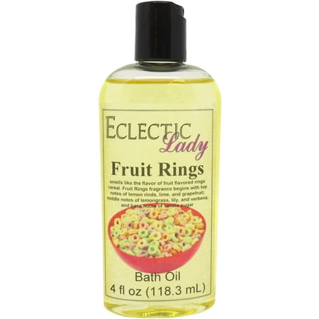 Fruit Rings Bath Oil - Scented Body Oil - Relaxing & Moisturizing Bathing Oil - Fragrance Body Oil For Dry & Rough Sensitive Skin - 4 oz
