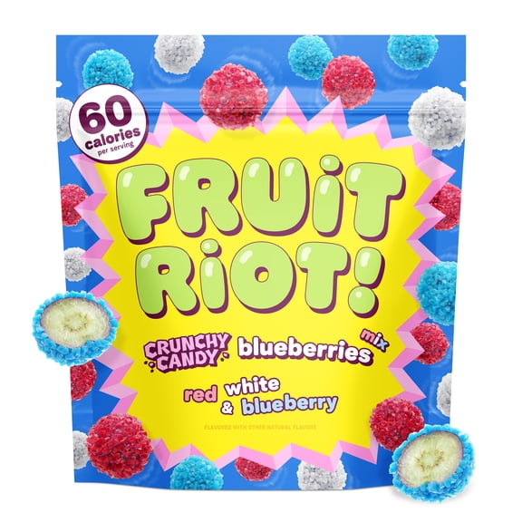 Fruit Riot Crunchy Candy Blueberries, Real Frozen Fruit, 8 oz