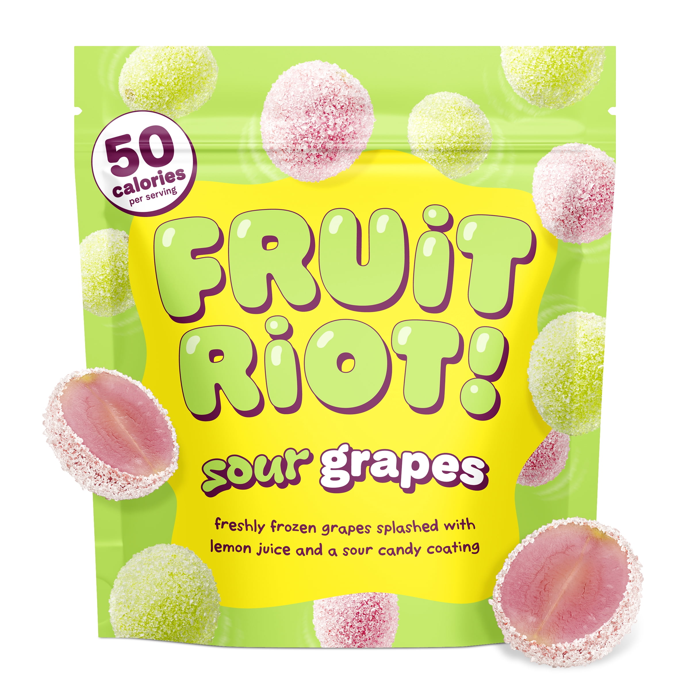 Fruit Riot Sour Candy Grapes, Real Frozen Fruit, 8 oz