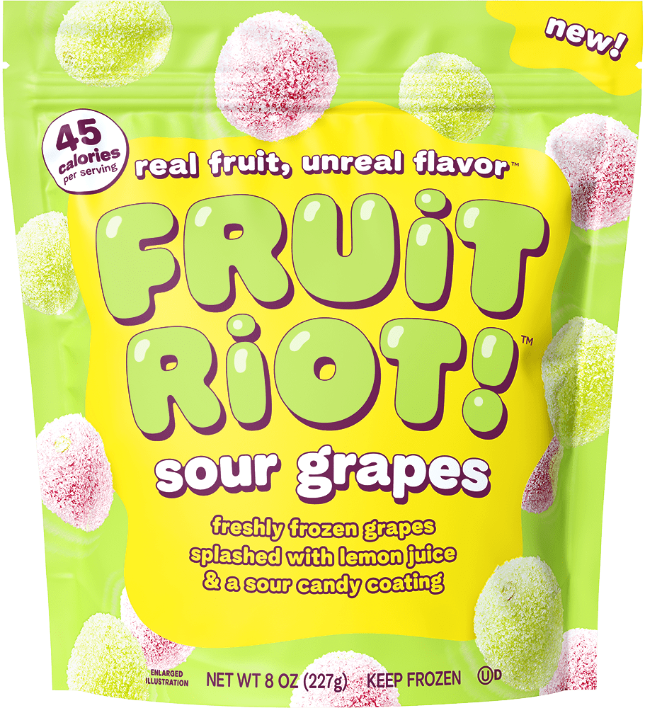 Fruit Riot Sour Candy Grapes, Made with Real Fruit, 8oz