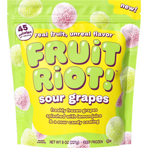 Fruit Riot Sour Candy Grapes, Made with Real Fruit, 8oz