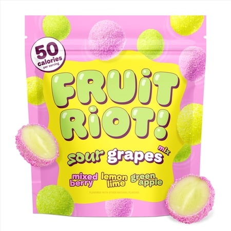 Fruit Riot Sour Candy Mixed Grapes, Real Frozen Fruit, 8 ounce