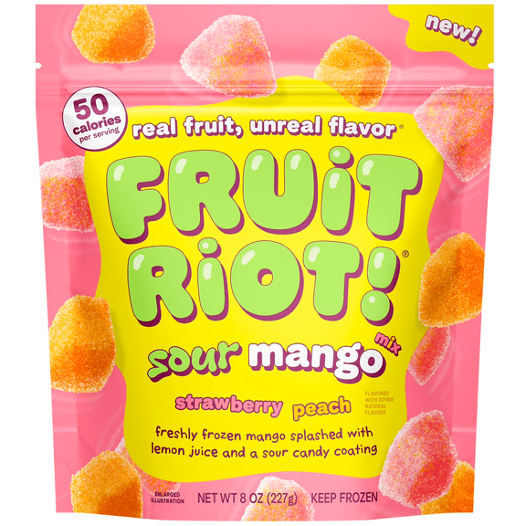 Fruit Riot Frozen Sour Candy Mixed Mango, Made with Real Fruit, 8oz, Gluten-Free