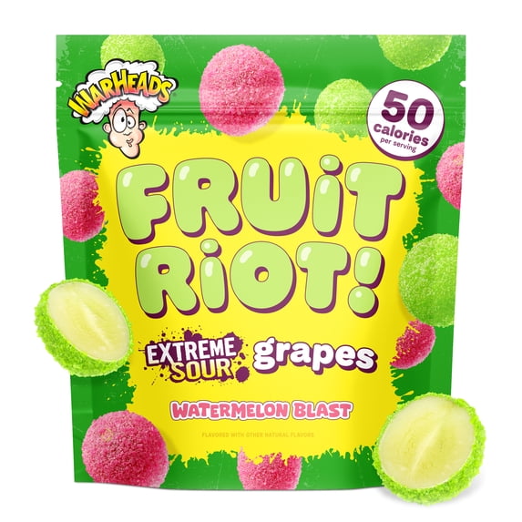 Fruity Riot Fruit Riot x Warheads Extreme Sour Candy Grapes, Real Frozen Fruit, 8 ...