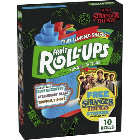 Fruit Roll-Ups Fruit Flavored Snacks, Stranger Things Edition, Variety Pack, 10 Count, 5 oz