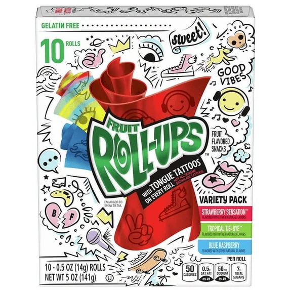Fruit Roll-Ups Fruit Flavored Snacks Variety Pack Pouches (Pack of 48)