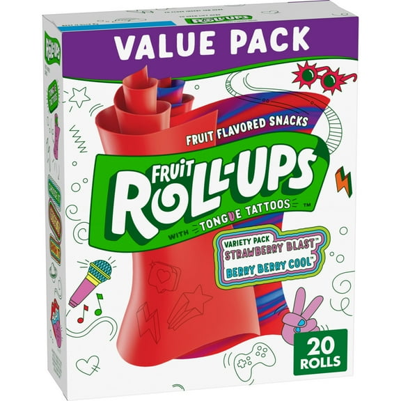 Fruit Roll-Ups Fruit Flavored Snacks, Variety Value Pack, 20 Count, 10 oz