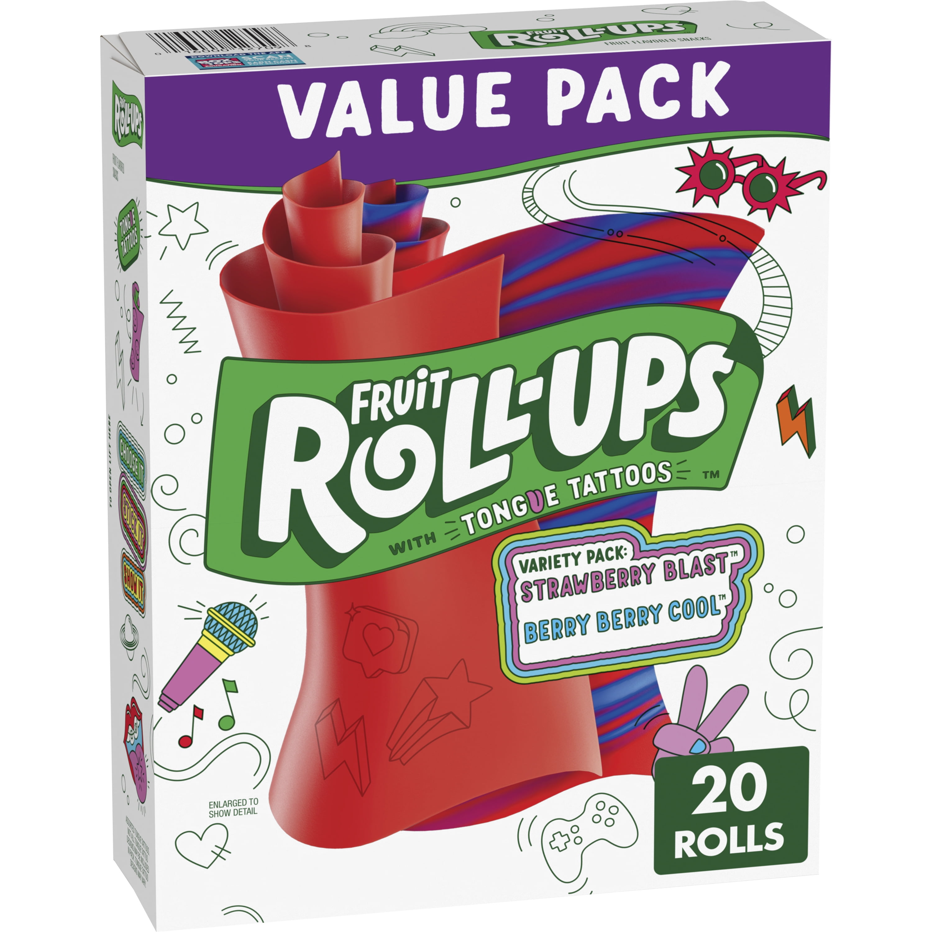 Fruit Roll-Ups Fruit Flavored Snacks, Variety Value Pack, 0.5 oz, 20