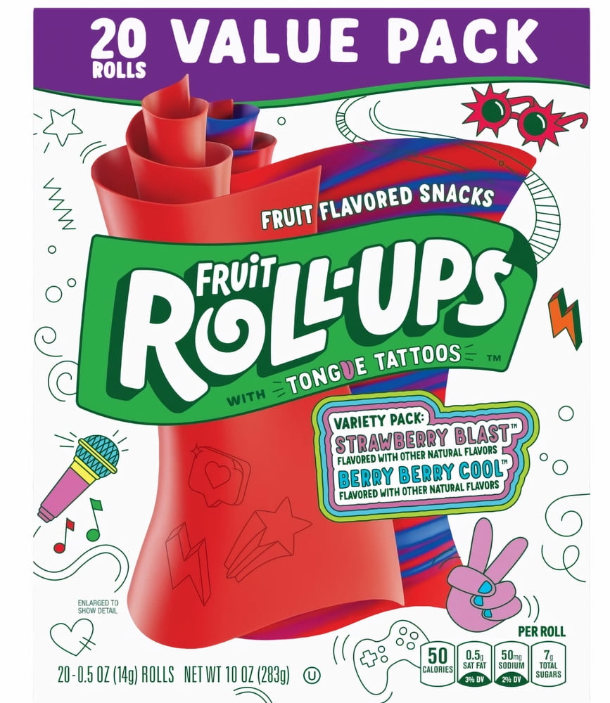 Fruit Roll-Ups Fruit Flavored Snacks Variety Value Pack (Pack of 60)