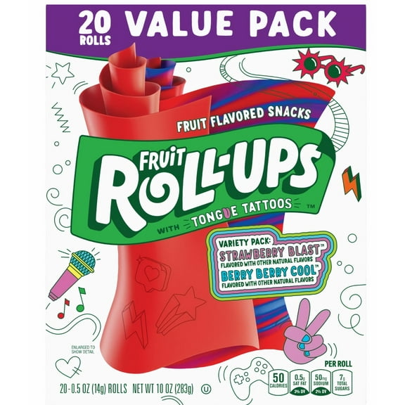 Fruit Roll-Ups Fruit Flavored Snacks Variety Value Pack (Pack of 60)