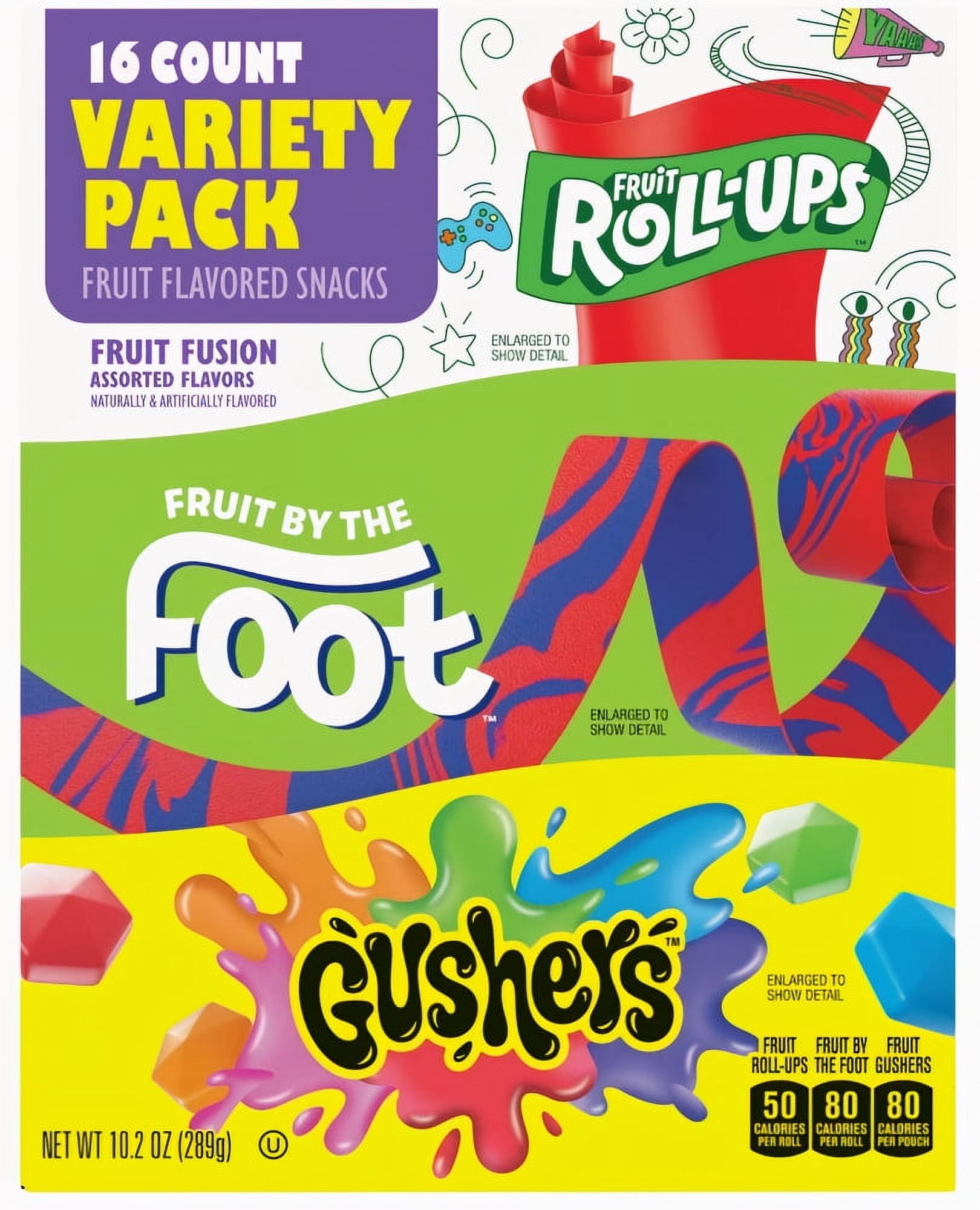 Fruit Roll-Ups Fruit by the Foot Gushers Snacks Variety Pack (Pack of 5)
