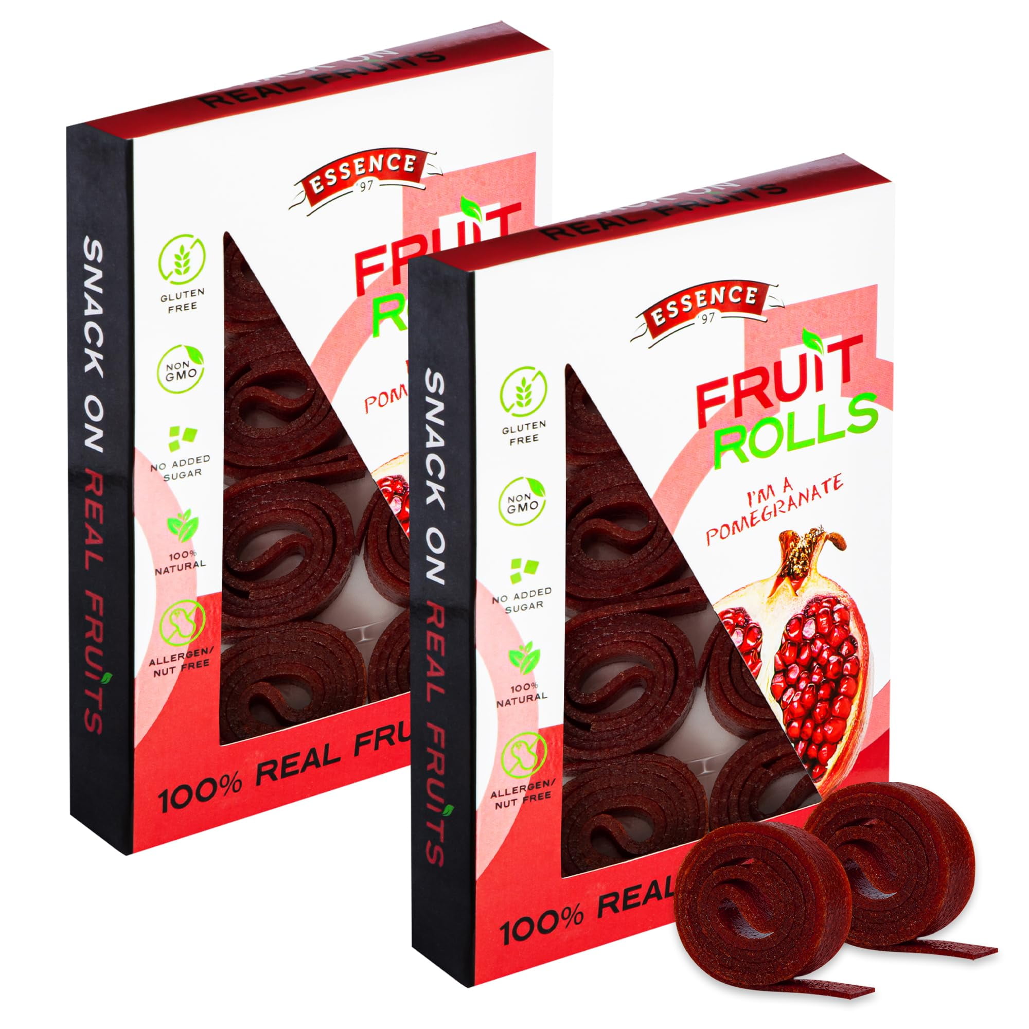 Fruit Roll Ups Healthy DMF15 Snacks for Kids and Adults Vegan non-GMO no Added Sugar Natural Pomegranate Fruit Strips for School and Lunch [16 Count]