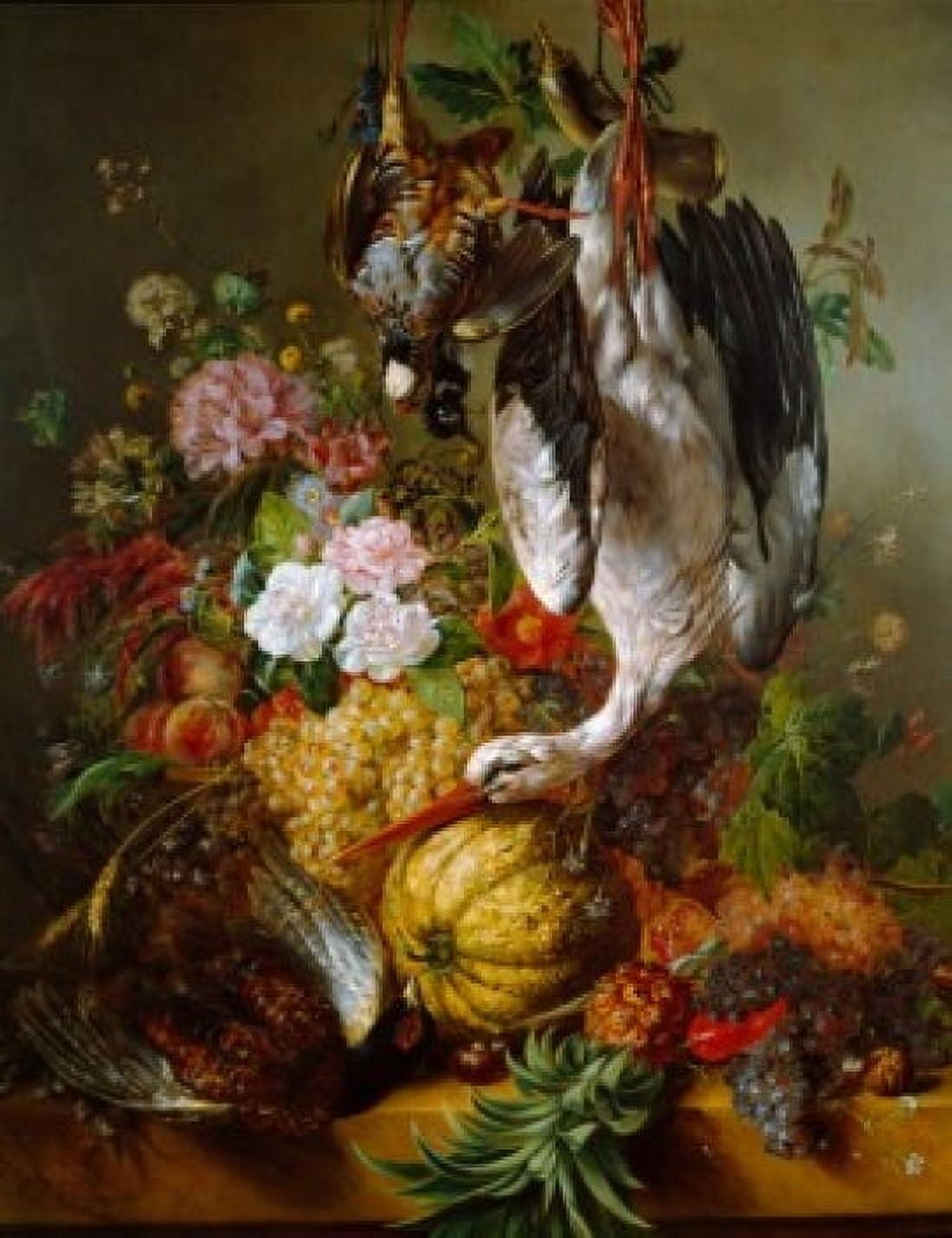 Fruit Roses and Other Fruit by Francois Joseph Huygens (1820-1908) Canvas Art - Francois Joseph Huygens (24 x 36)