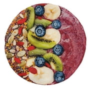 Fruit Round Blanket, Diet Food Dairy with Berries Acai Chia Seeds Breakfast Goji and Kiwi Toppings Art, Cozy Plush for Indoor & Outdoor Use Novelty Gift Idea, 71" Round, Raspberry Green, by Ambesonne