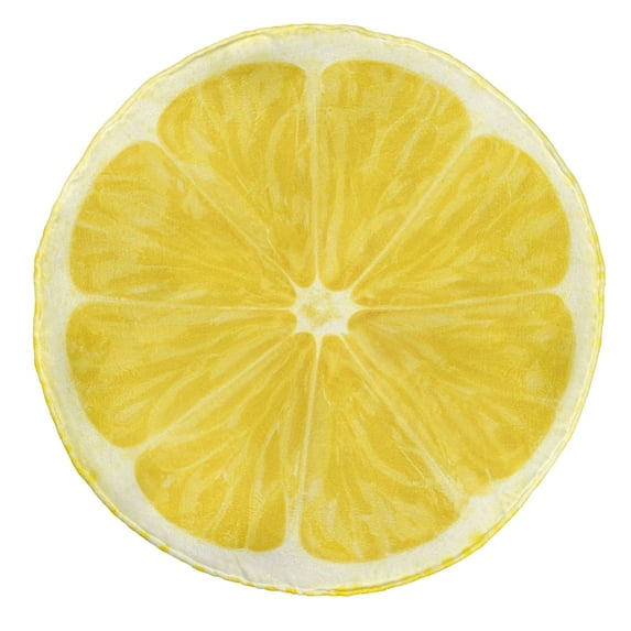 Fruit Round Blanket, Lemon Juice Lemonade Drink Summer Season Holiday Abstract Style Botanic Artwork, Cozy Plush for Indoor & Outdoor Use Novelty Gift Idea, 60" Round, White Mustard, by Ambesonne