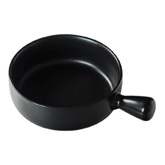 Fruit Salad Bowl with Insulated Handle for Home Cooking Versatile Kitchen Bowl for Noodles Soups and Breakfast White for Serving and Food Preparation, Versatile Cooking Bowl(Black,8.27x6.1x2.17")