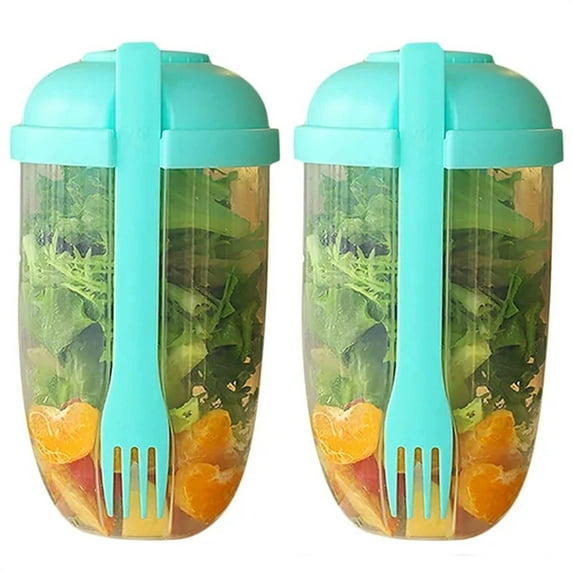 Fruit Salad Storage Cup With Lids and Fork,Plastic Airtight Food Storage Containers Reusable for Kitchen, Office, Party, Camping