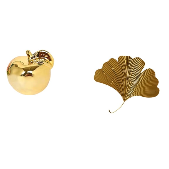 Fruit Sculpture Decorative Statue Leaf Wall Sculptures Ceramic Wrought Iron Art for Living Room Office Restaurant