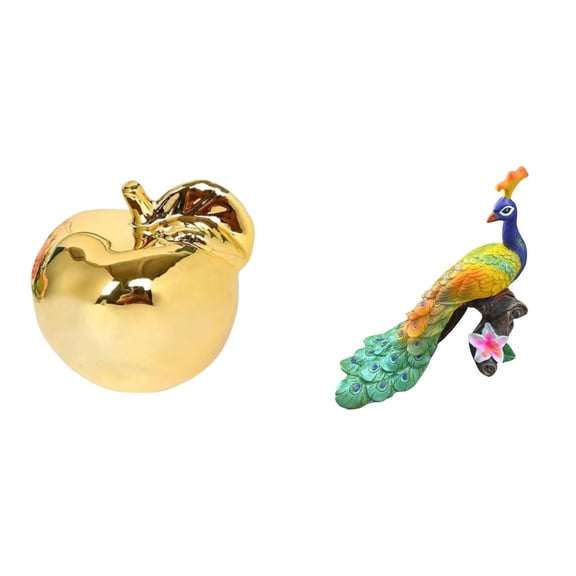 Fruit Sculpture Decorative Statue Peacock Ornament Ceramic Material for Home Office Desk Decor