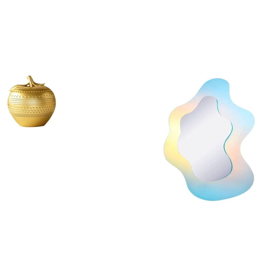 Fruit Sculpture Vanity Mirror Wall Sticker Acrylic Material Irregular Design for Dining Room Bedroom Office