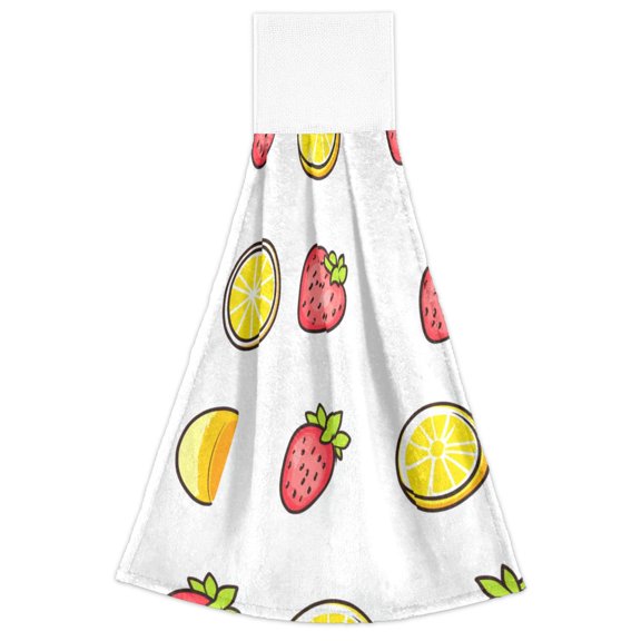 Fruit Series 2 Pack 14''x18'' Hand Towels Soft Coral Fleece Quick Dry Hook and Loop for Kitchen Bathroom